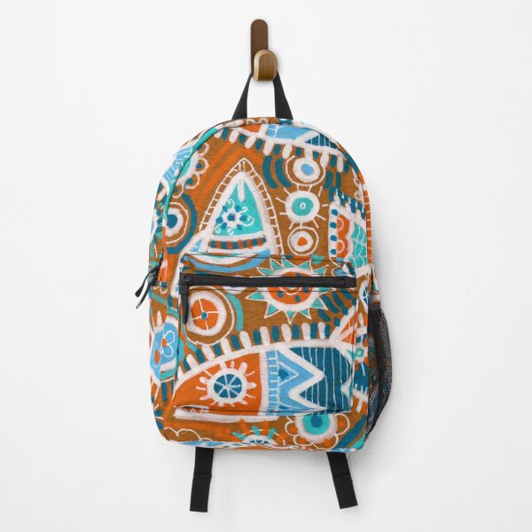 Item preview, Folk Fish Pattern in Blue and Rust designed and sold by Fani*.