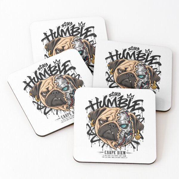 Item preview, Cyborg Pug Streetwear – Stay Humble Graffiti Dog Carpe Diem designed and sold by Emoji Emblems.