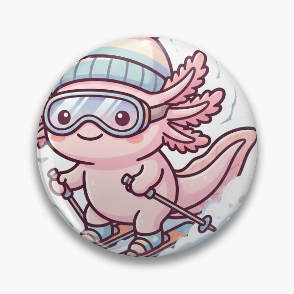 Item preview, Axolotl Ski Winter Cute Kawaii Pink designed and sold by DofinaSur.