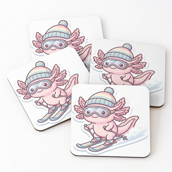 Item preview, Axolotl Ski Winter Cute Kawaii Pink designed and sold by DofinaSur.