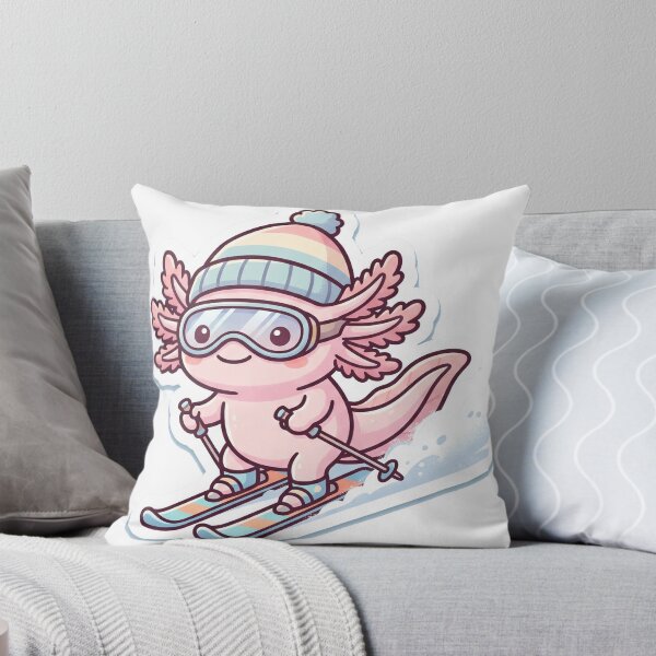 Item preview, Axolotl Ski Winter Cute Kawaii Pink designed and sold by DofinaSur.
