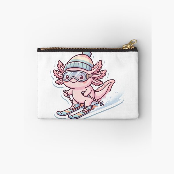 Item preview, Axolotl Ski Winter Cute Kawaii Pink designed and sold by DofinaSur.