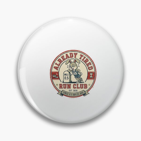 Item preview, Already Tired Run Club - Funny Running Rabbit Vintage Badge designed and sold by AlinaTales.
