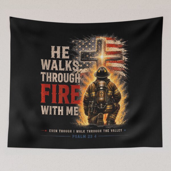 Item preview, He Walks Through The Fire With Me Firefighter 23 4 designed and sold by Fereskabilon.