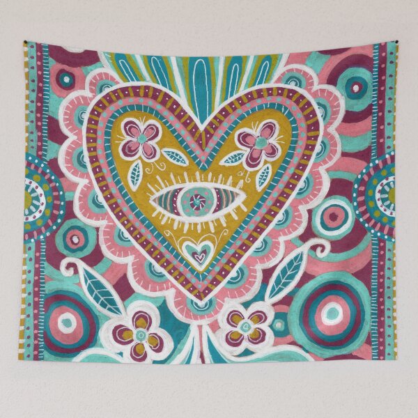 Item preview, Mexican Folk Heart with Eye designed and sold by Fani*.