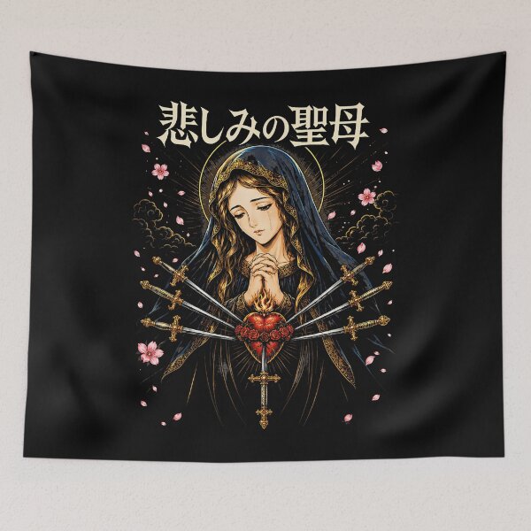 Item preview, Our Lady Of Sorrows Anime Japanese Virgin Mary Gothic Art designed and sold by Fereskabilon.