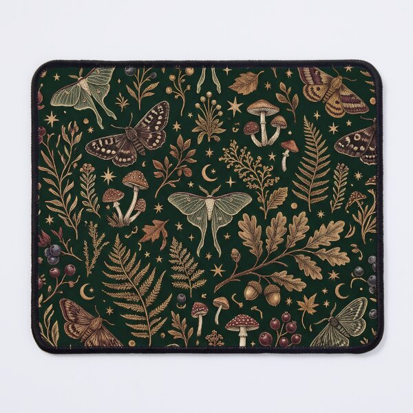 Item preview, Witchy Woodland Moth & Mushroom Pattern designed and sold by Ivy-Triggs.