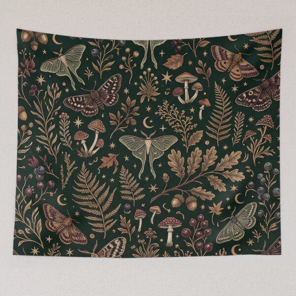 Item preview, Witchy Woodland Moth & Mushroom Pattern designed and sold by Ivy-Triggs.