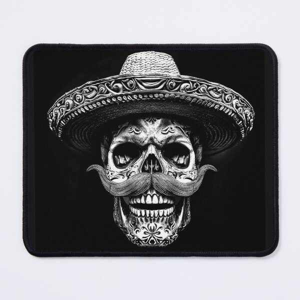 Item preview, Sugar Skull Sombrero Mustache Mexican Folk Gothic Art designed and sold by inkoutninja.