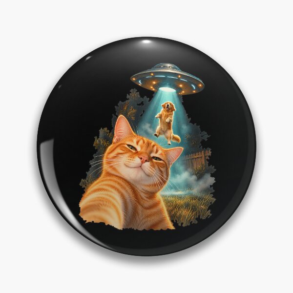 Item preview, Funny Cat Selfie Alien Ufo Dog Abduction Humor designed and sold by Fereskabilon.