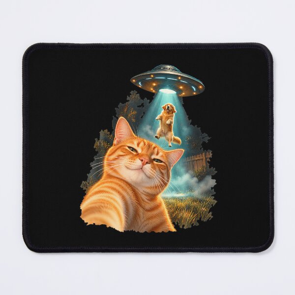 Item preview, Funny Cat Selfie Alien Ufo Dog Abduction Humor designed and sold by Fereskabilon.