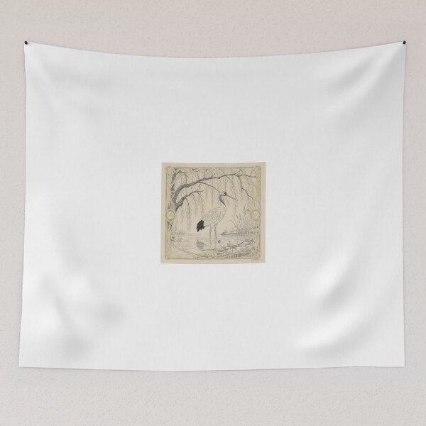 Item preview, Ink Crane Among Willow designed and sold by PictorialWhimsy.