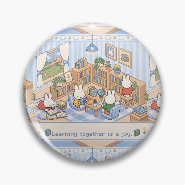 Item preview, Cozy Bunny Study Library Pixel Art Illustration designed and sold by Cozy Moss Studio.