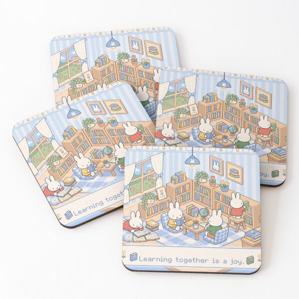 Item preview, Cozy Bunny Study Library Pixel Art Illustration designed and sold by Cozy Moss Studio.