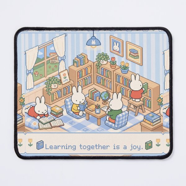 Item preview, Cozy Bunny Study Library Pixel Art Illustration designed and sold by Cozy Moss Studio.