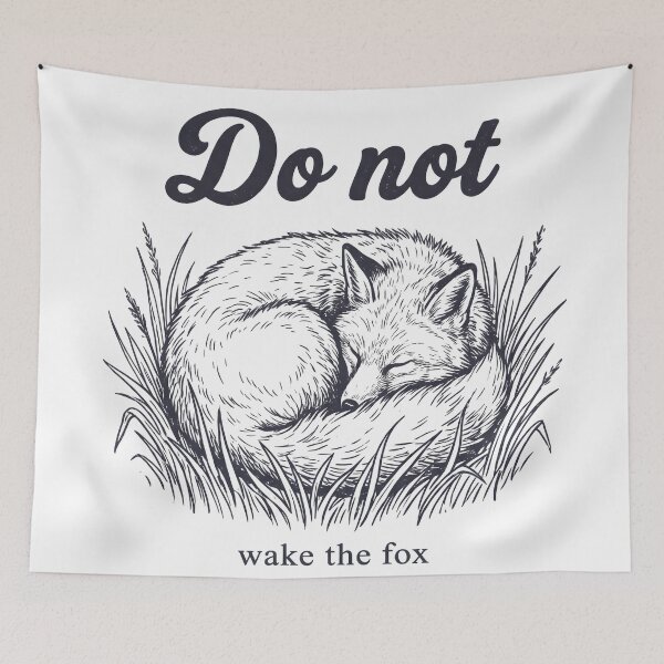 Item preview, Sleeping Fox in Grass – Do Not Disturb Wildlife Lover Aesthetic designed and sold by StickerNestYou.