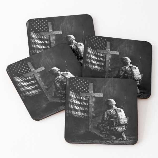 Item preview, American Soldier Cross Flag Military Memorial Faith Art designed and sold by inkoutninja.