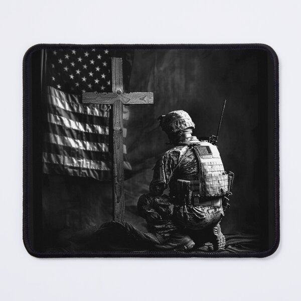 Item preview, American Soldier Cross Flag Military Memorial Faith Art designed and sold by inkoutninja.