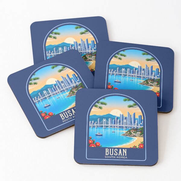 Item preview, Busan Vintage Travel Illustration designed and sold by HomeLivingCo.