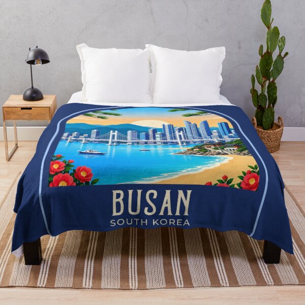Item preview, Busan Vintage Travel Illustration designed and sold by HomeLivingCo.