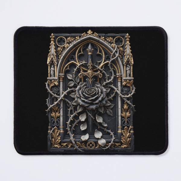 Item preview, Black Rose with Thorn Vines — Gothic Stone Sculpture designed and sold by David Mateo ArtWorks.