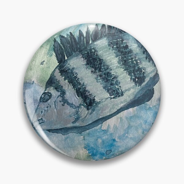 Artikelvorschau, Aquarell eines Schafskopf-Fisches entworfen und verkauft von BirdandaBrush.
