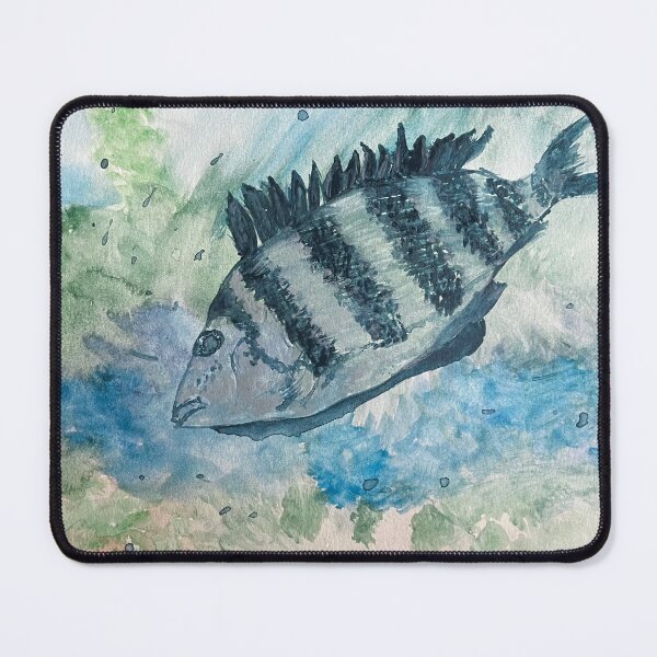 Item preview, Sheepshead Fish Watercolor designed and sold by BirdandaBrush.