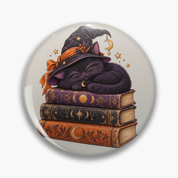 Item preview, Sleepy Witch Cat on Magic Books Halloween designed and sold by Triple-NTH.