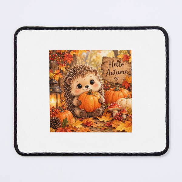 Item preview, Cute Hedgehog Hugging a Pumpkin – Hello Autumn designed and sold by NestDesigns01.