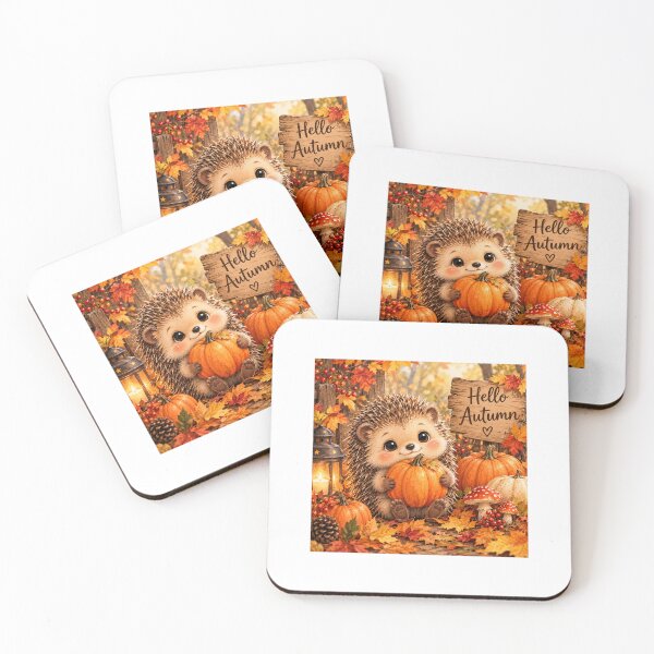 Item preview, Cute Hedgehog Hugging a Pumpkin – Hello Autumn designed and sold by NestDesigns01.