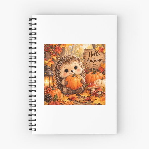 Item preview, Cute Hedgehog Hugging a Pumpkin – Hello Autumn designed and sold by NestDesigns01.