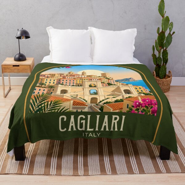 Item preview, Cagliari Vintage Travel Illustration designed and sold by HomeLivingCo.
