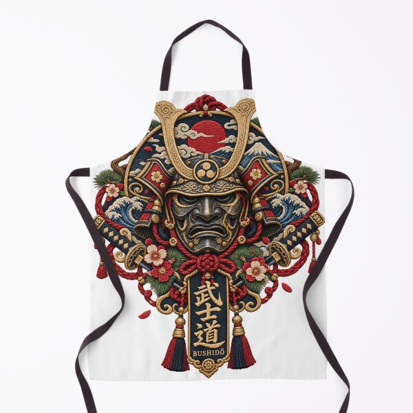 Item preview, Bushido Samurai Embroidery – Japanese Warrior Mask Streetwear Art designed and sold by Emoji Emblems.