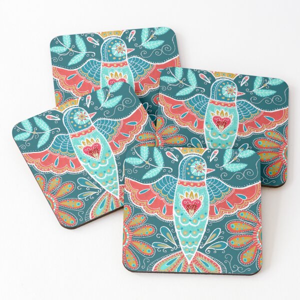 Item preview, Folk Hummingbird Floral Pattern designed and sold by Fani*.