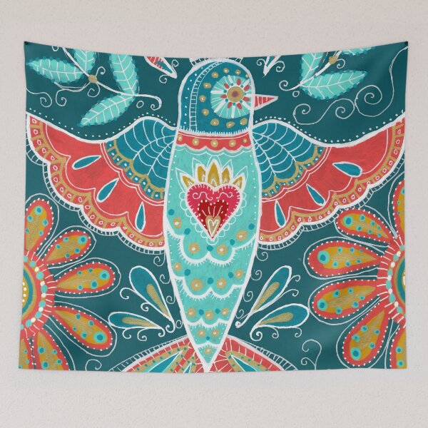 Item preview, Folk Hummingbird Floral Pattern designed and sold by Fani*.