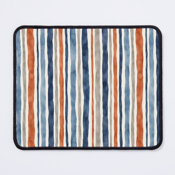 Item preview, Watercolor Vertical Stripes Pattern Navy Orange Neutral designed and sold by SayMaria.