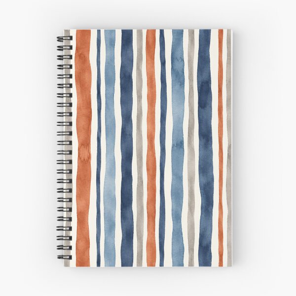 Item preview, Watercolor Vertical Stripes Pattern Navy Orange Neutral designed and sold by SayMaria.