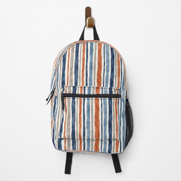 Item preview, Watercolor Vertical Stripes Pattern Navy Orange Neutral designed and sold by SayMaria.