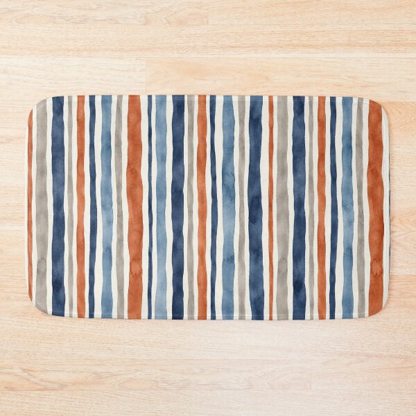 Item preview, Watercolor Vertical Stripes Pattern Navy Orange Neutral designed and sold by SayMaria.