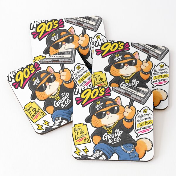 Item preview, Retro Tape Cat – 90s Hip Hop Cartoon designed and sold by Grump and Co.