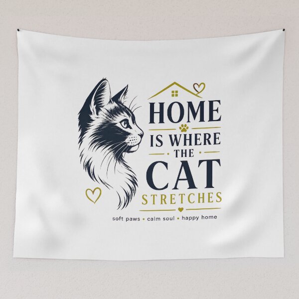 Item preview, Home Is Where The Cat Stretches Cute Cat Illustration Art designed and sold by Dmo3HarkoArt.