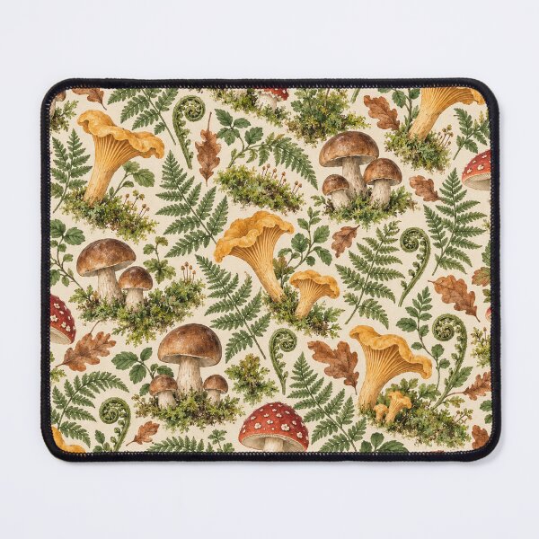 Item preview, Vintage Watercolor Wild Mushroom Fern Seamless Pattern designed and sold by SayMaria.