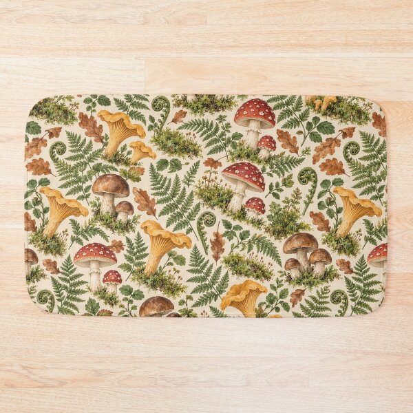 Item preview, Vintage Watercolor Wild Mushroom Fern Seamless Pattern designed and sold by SayMaria.