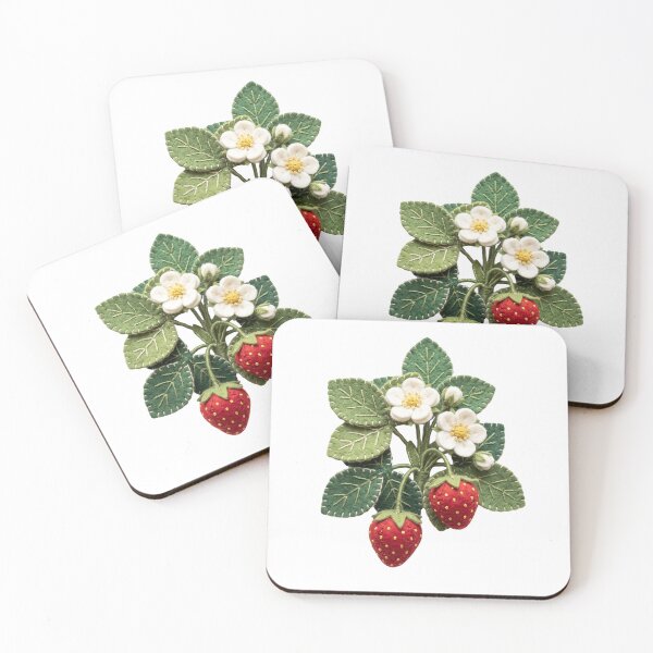 Item preview, Cute Felt Strawberry Plant with White Flowers designed and sold by Mellow Doodle Co..