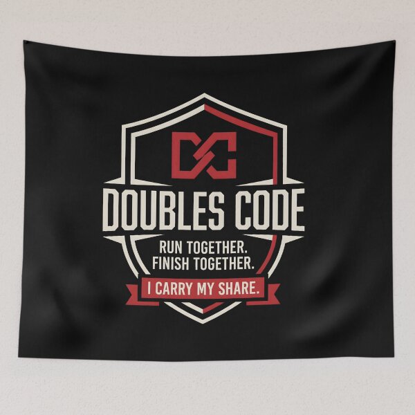 Item preview, Doubles Code Run Together Varsity Shield Emblem designed and sold by SplashTastic.