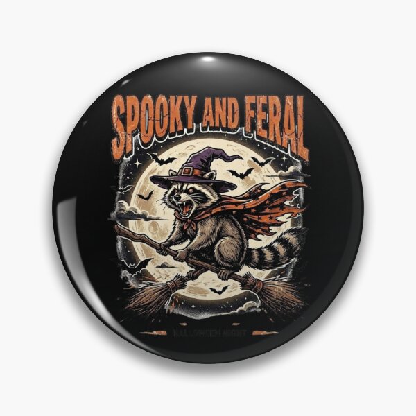 Item preview, Spooky and Feral Witch Raccoon on Broom designed and sold by VibeTherapyArt.