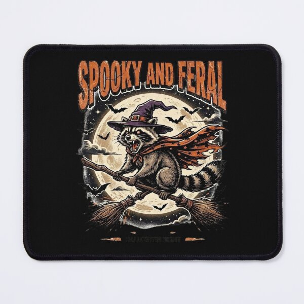 Item preview, Spooky and Feral Witch Raccoon on Broom designed and sold by VibeTherapyArt.