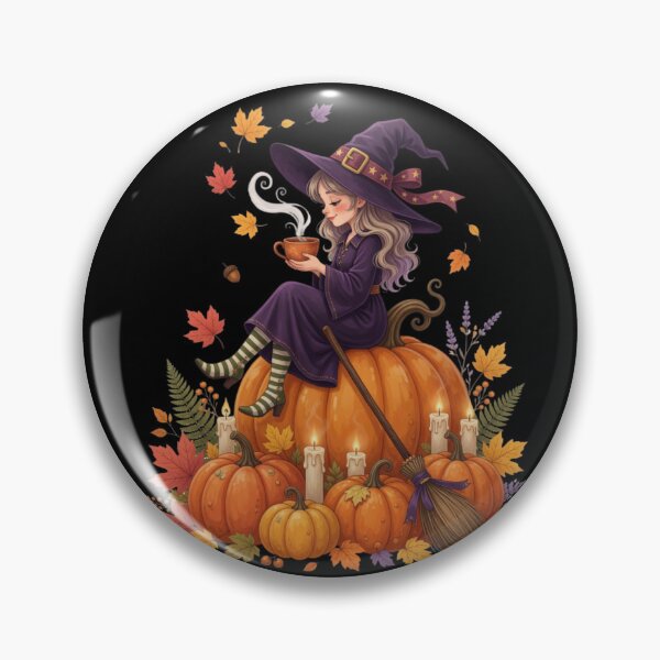 Item preview, Cozy Autumn Witch Halloween Pumpkin designed and sold by CF_VintageDesign.