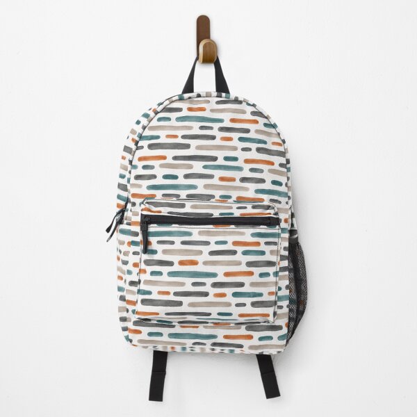 Item preview, Watercolor Horizontal Brush Strokes Pattern Teal Orange designed and sold by SayMaria.