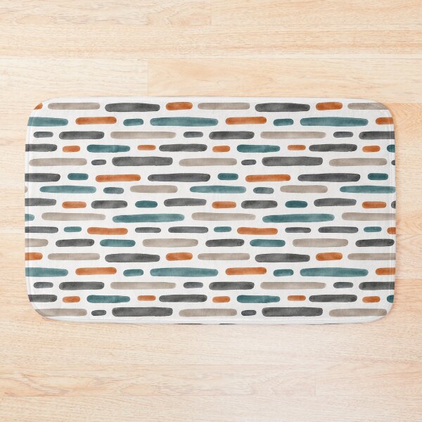 Item preview, Watercolor Horizontal Brush Strokes Pattern Teal Orange designed and sold by SayMaria.
